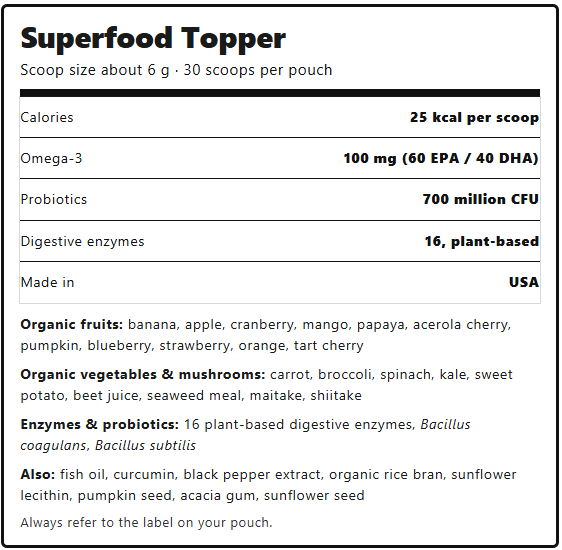Dazywood Superfood Topper for dogs