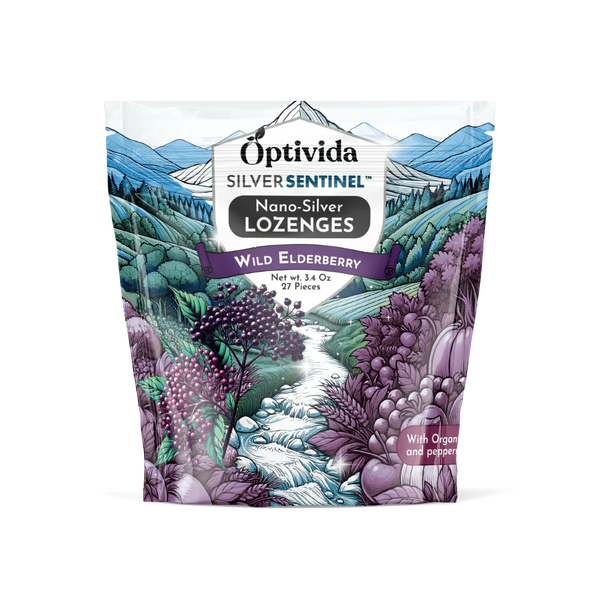 Optivida Silver Lozenges single pouch, Elderberry/Mint, 27 pieces