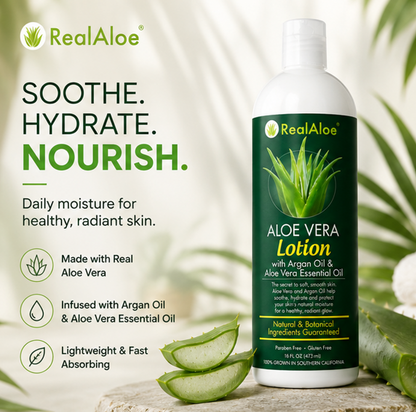 Aloe Vera Body Lotion | Argan + Jojoba + Calendula | 16 fl oz
