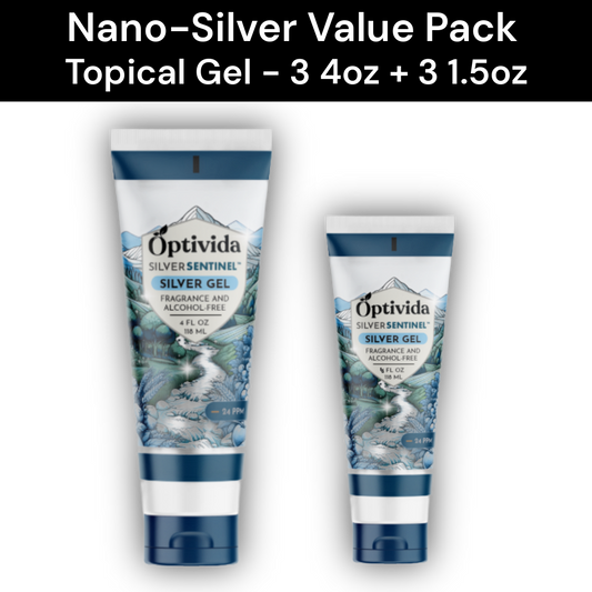 Optivida Nano Silver Gel Pack | 3x 4 oz + 3x 1.5 oz Tubes