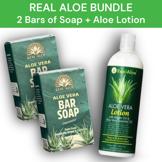 Real Aloe Vera Bar Soap + Body Lotion Set