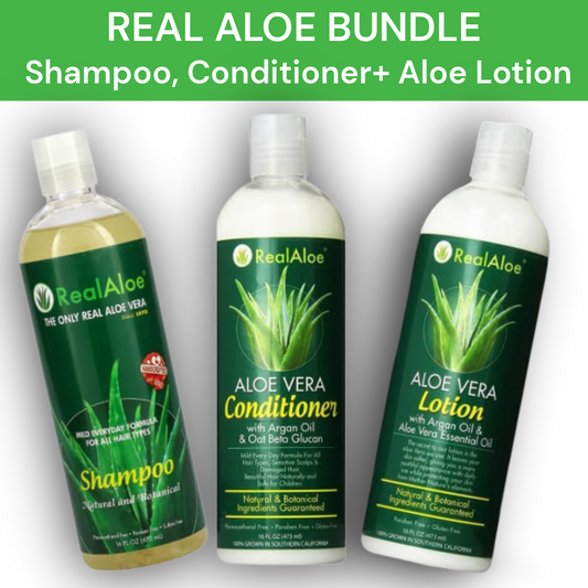Real Aloe Vera Shampoo + Conditioner + Lotion Set