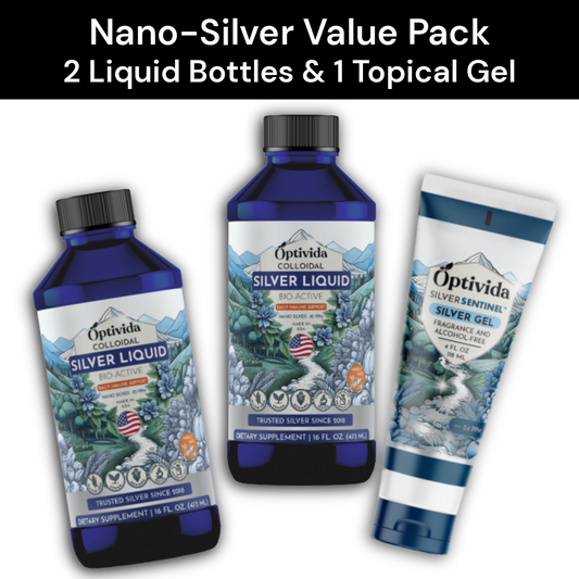 Optivida Nano Silver 2-1 Pack | 2 Liquid + 1 Topical Gel