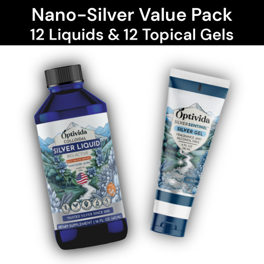Optivida Nano Silver 12-12 Pack | 12 Liquid + 12 Topical Gel
